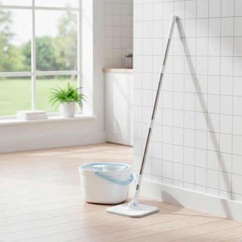 Mop obrotowy prostokątny płaski rotacyjny czysta brudna woda wyciskacz