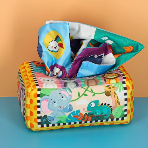 Sorter pudełko z chusteczkami sensoryczne montessori pluszowe cyfry litery