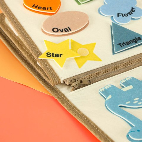 Tablica manipulacyjna sensoryczna montessori walizka dinozaury