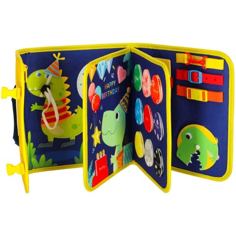 Tablica manipulacyjna sensoryczna montessori walizka plecak niebieski