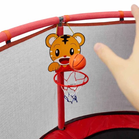 Trampolina dla dzieci ogrodowa siatka piłki koszykówka 155cm czerwona