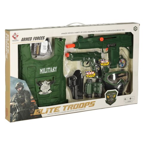 Zestaw wojskowy strój kamizelka karabin lornetka