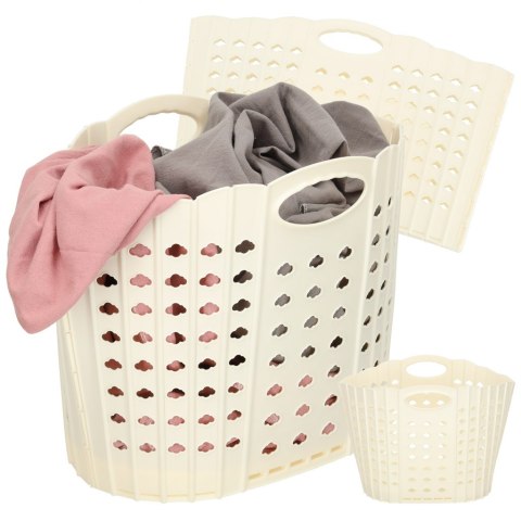 Kosz na zakupy pranie składany organizer łazienkowy z uchwytem kremowy