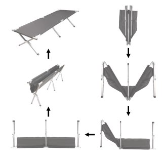 Łóżko polowe LUARO składane turystyczne kanadyjka XXL czarne 150kg