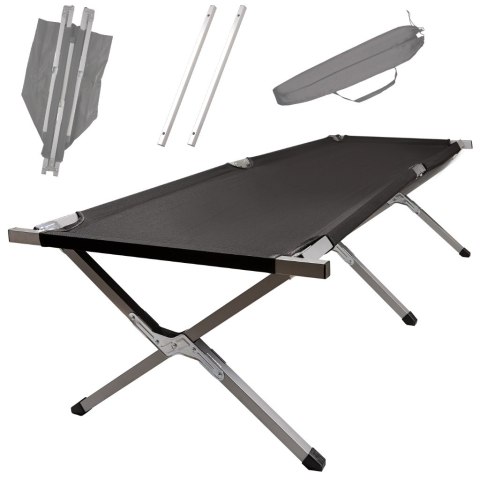 Łóżko polowe LUARO składane turystyczne kanadyjka XXL czarne 150kg