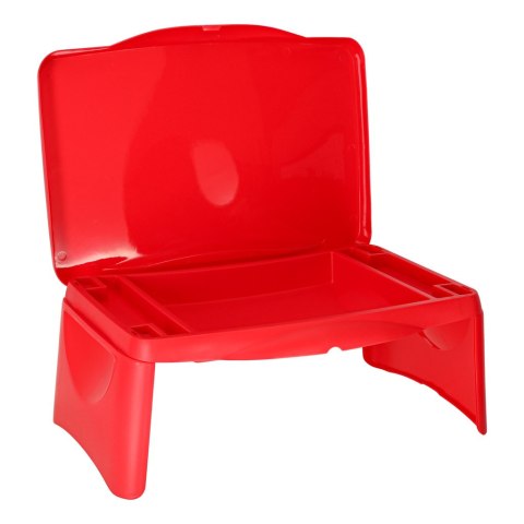 Stolik samochodowy do auta podróżny przenośny składany dla dzieci ze schowkiem czerwony