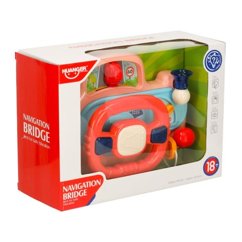 Zabawka interaktywna kierownica dla dzieci dziecka malucha do wózka symulator muzyka dźwięki różowa