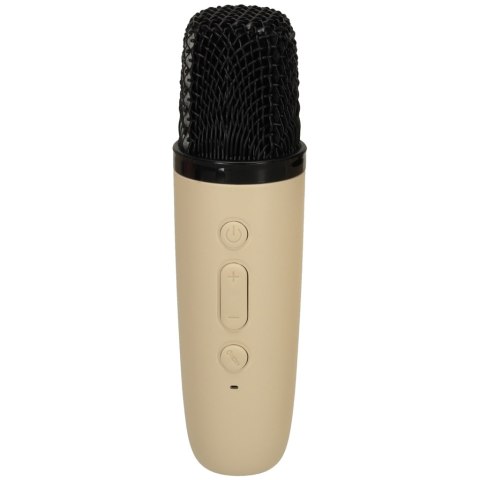 Zestaw do karaoke głośnik Bluetooth mikrofon USB LED beżowy