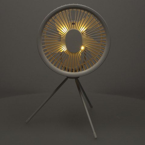 Wentylator biurkowy wiatrak stojący bezprzewodowy USB na pilot z lampką 4 poziomy mocy 18cm biały