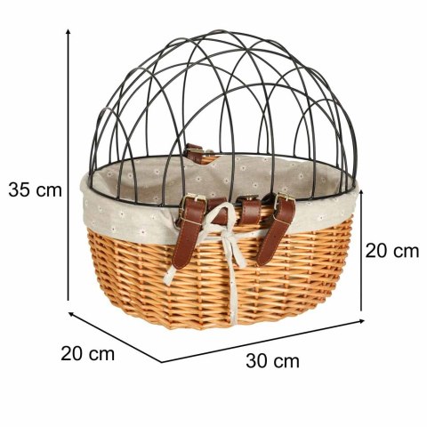 Koszyk wiklinowy na rower z kratką metalową transporter dla kota psa