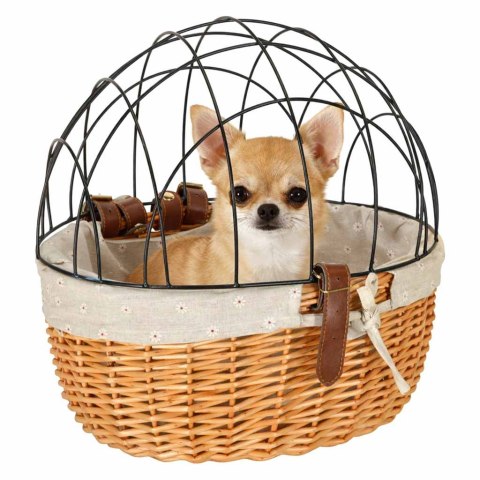 Koszyk wiklinowy na rower z kratką metalową transporter dla kota psa