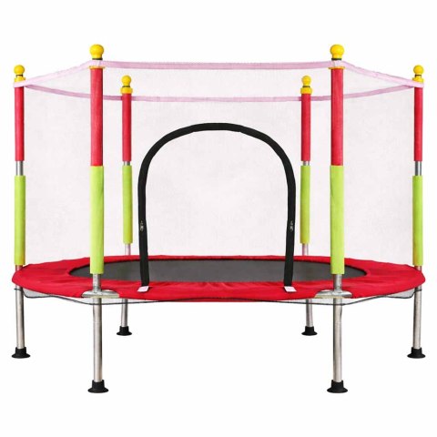 Trampolina do domu ogrodu dla dzieci siatka piłki 140cm 55inch czerwona