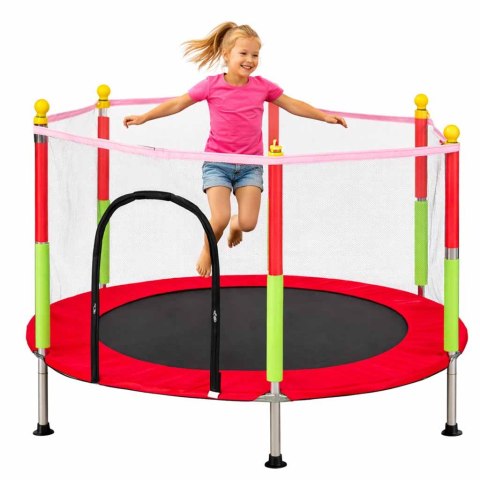 Trampolina do domu ogrodu dla dzieci siatka piłki 140cm 55inch czerwona