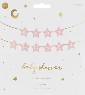 Baner napis na baby shower gwiazdki jasnoróżowe 290cm x 16,5cm