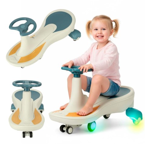 Jeździk grawitacyjny LED Swing Fix S4 świecące koła z muzyką grający 76cm niebiesko-biały max 100kg