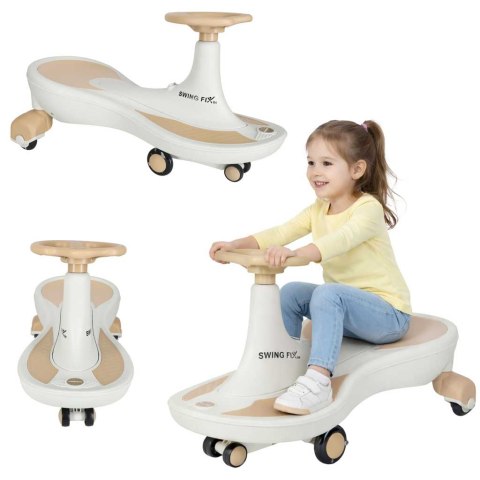 Jeździk grawitacyjny LED Swing Fix S4 świecące koła z muzyką grający 76cm złoto-biały max 100kg