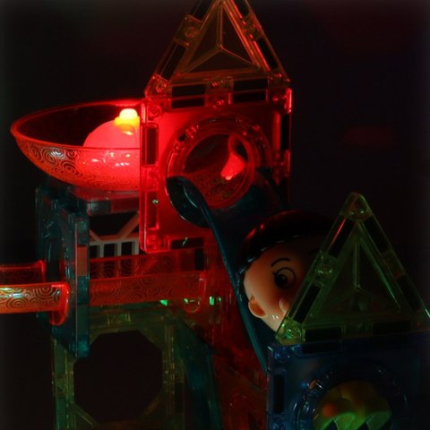 Klocki magnetyczne marble tor kulkowy świecący 202 elementy