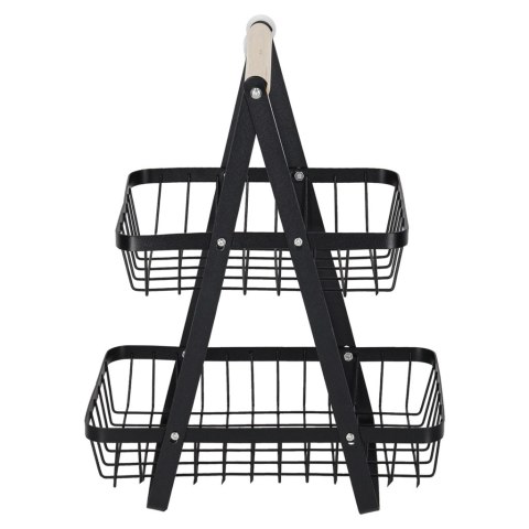 Kosz miska na owoce dwupoziomowy piętrowy metal drewno