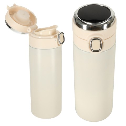 Kubek bidon termiczny z ustnikiem termos LED 350ml beżowy