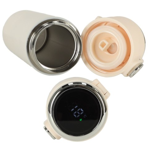 Kubek bidon termiczny z ustnikiem termos LED 350ml beżowy