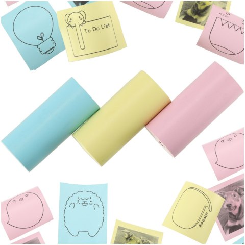 Rolki termiczne papier do drukarki aparatu 5,7cm x 3m 3 sztuki kolorowe