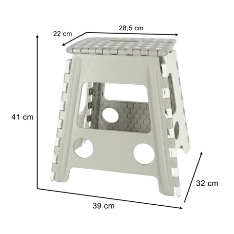 Stołek taboret składany antypoślizgowy wysoki 39,5 cm jasny szary